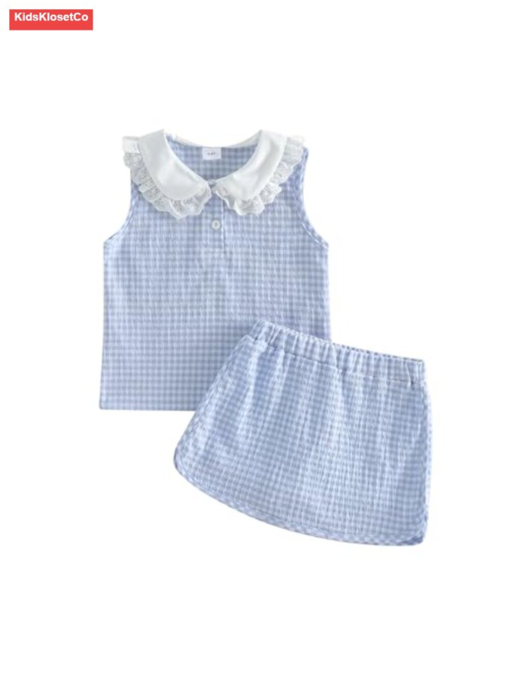 Toddler Girls 2-Piece Cotton Skirt Set with Peter Pan Collar Vest